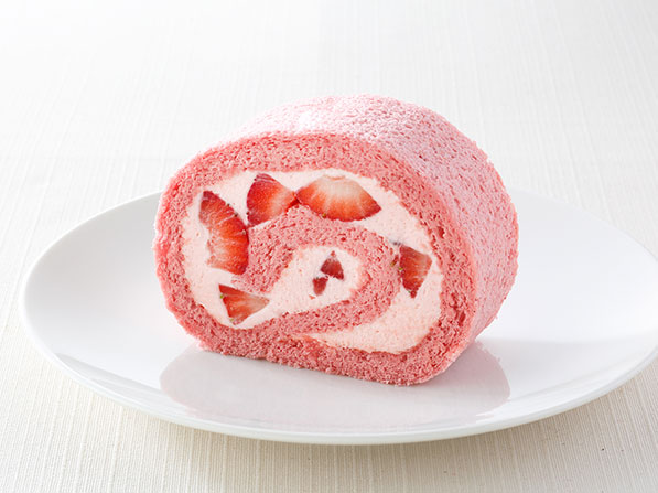 苺づくしのロールケーキ<カット>