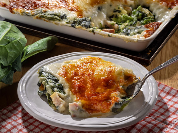 ほうれん草とベーコンのラザニア