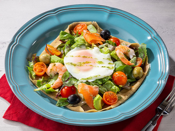 具だくさん！そば粉ガレット<br>～バジルソース～