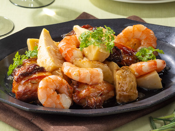 タケノコとチキンのアヒージョ風サラダ