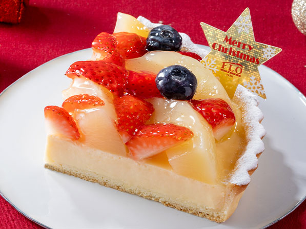 Xmas苺と白桃のチーズタルト